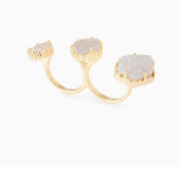 Kendra Scott Naomi Gold Double Ring Iridescent Drusy - Picture 2 of 6